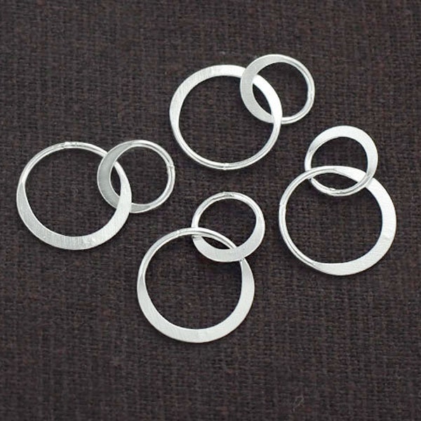 4 von 925 Sterling Silber Doppel Kreis Ringe Charms, Verbinder 9mm. & 13mm. :tk0075
