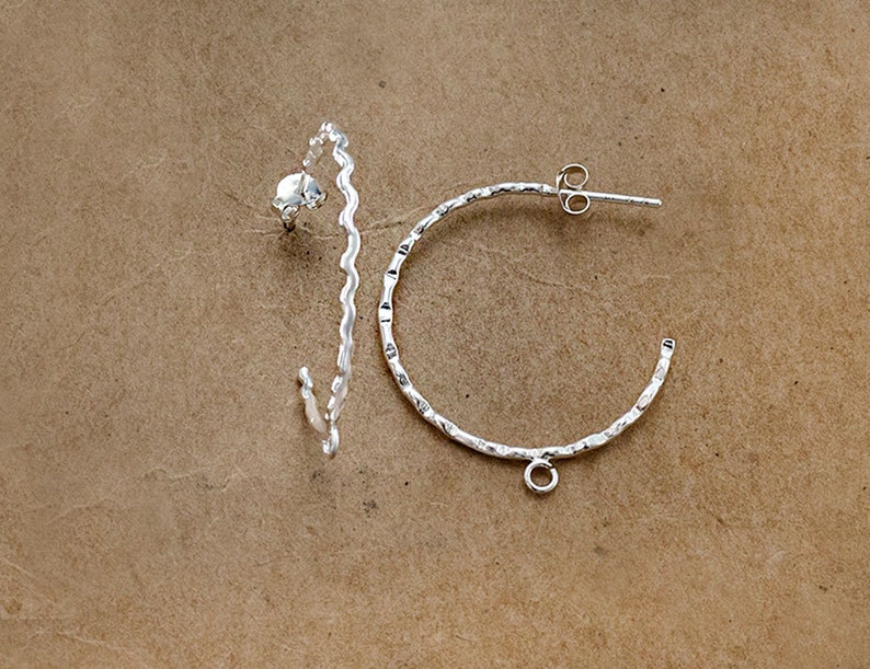 1 Paar 925 Sterling Silber Gehämmerte Creolen Ohrstecker 28x1,2mm. mit geöffneter Schlaufe. :tk0246 Bild 4