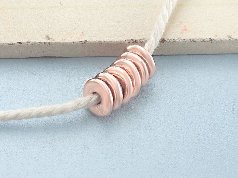 pg1060 6 of Karen hill tribe Silver Rose Gold Vermeil Style Plain Disc Beads 8x2 mm