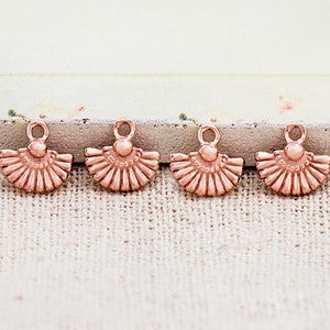 4 of 925 Sterling Silver Rose Gold Vermeil Style Fan Charms 8x5.5 mm.  :pg0794