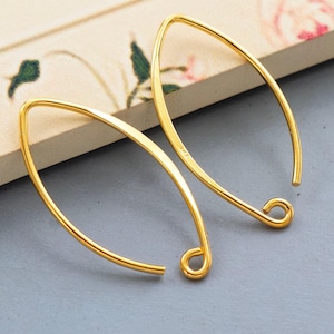 2 pairs of 925 Sterling Silver Gold Vermeil Style Earwires 16x26 mm. :vm0630