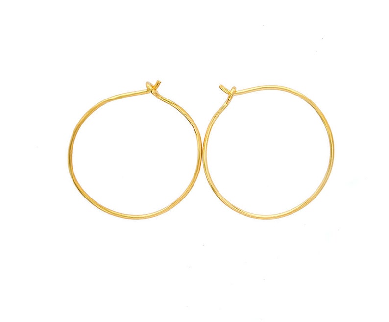 vm1420 2 pairs of Sterling Silver 24K Gold Vermeil Style Hoop Earrings 25mm