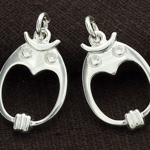 2 of 925 Sterling Silver Little Owl Pendants  13x19mm. Polished Finish  :th2279