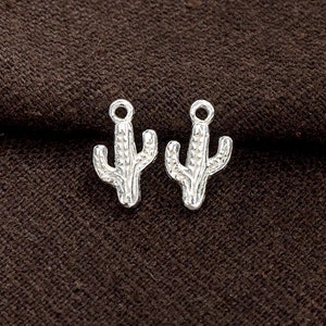 2 of 925 Sterling Silver Small Cactus Charms 8x10 mm.  :th2720