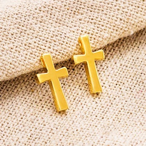 2 of 925 Sterling Silver Gold Vermeil Style Cross Charms 7.5x12 mm. :vm1023