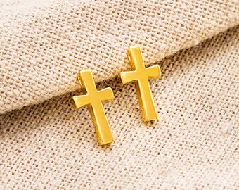 2 av 925 sterlingsilver, guld, vermeil-stil, korsberlocker, 7,5 x 12 mm. :vm1023