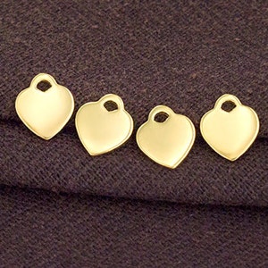 4 of 925 Sterling Silver Gold Vermeil Style Heart Charms 8x9 mm. :vm0858