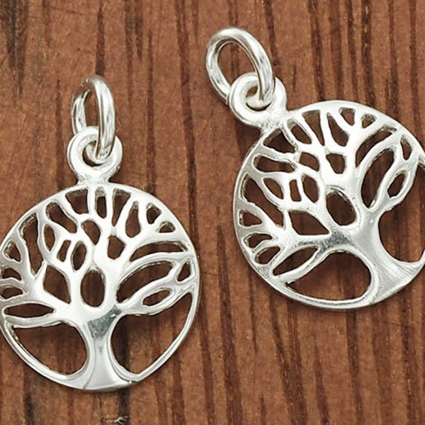 2 charms Arbre de vie en argent sterling 925 11,5 mm. Finition polonaise. :th2276