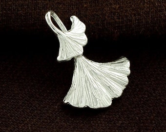 1 of  925 Sterling Silver Ginkgo Pendant 18x26mm. :tm0066