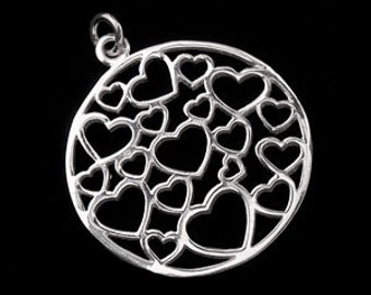 1 of 925 Sterling Silver Cutout  Heart Pendant 25mm.Polish Finished  :th1936