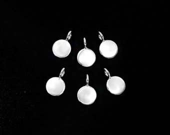 6 of 925 Sterling Silver Round  Disc Tag Charms 6mm. Polish Finished  :tk0162