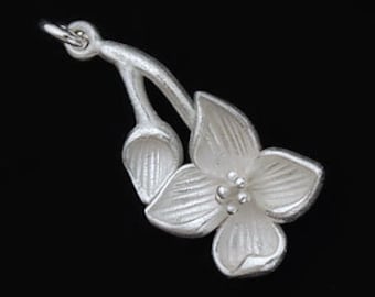 1 of 925 Sterling Silver Flower Branch  Pendant 12x23mm.  :th1810