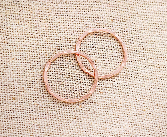 2 of 925 Sterling Silver Rose Gold Vermeil Style Hammered Circle Closed ...