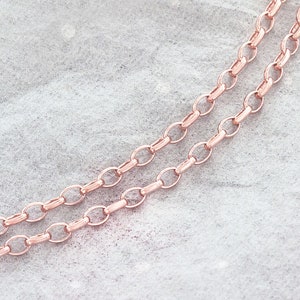 18 Inches of 925 Sterling Silver Rose Gold Vermeil Style Oval - Etsy