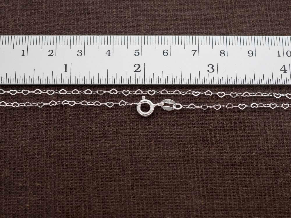 18 Inches of 925 Sterling Silver Heart Chain Necklace , 2x1