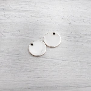 4 of 925 Sterling Silver Round Disc Tag Charms 10 mm. :th1140 image 2