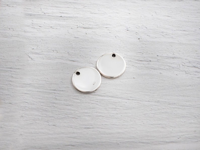 4 of 925 Sterling Silver Round Disc Tag Charms 10 mm. :th1140 image 2