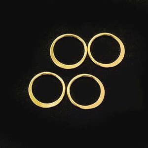 4 of 925 Sterling Silver Gold Vermeil Style Circle Links, Connectors 10 mm. Polish Finished  :vm0968