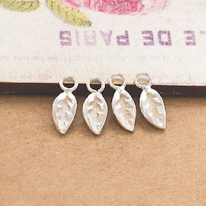 4 of 925 Sterling Silver Leaf Charms  4x7mm.,Tiny Leaf Charms  :th2624
