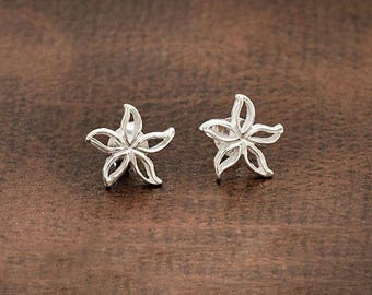 1 pair of 925 Sterling Silver Flower Stud Earrings 10mm.  :er1138