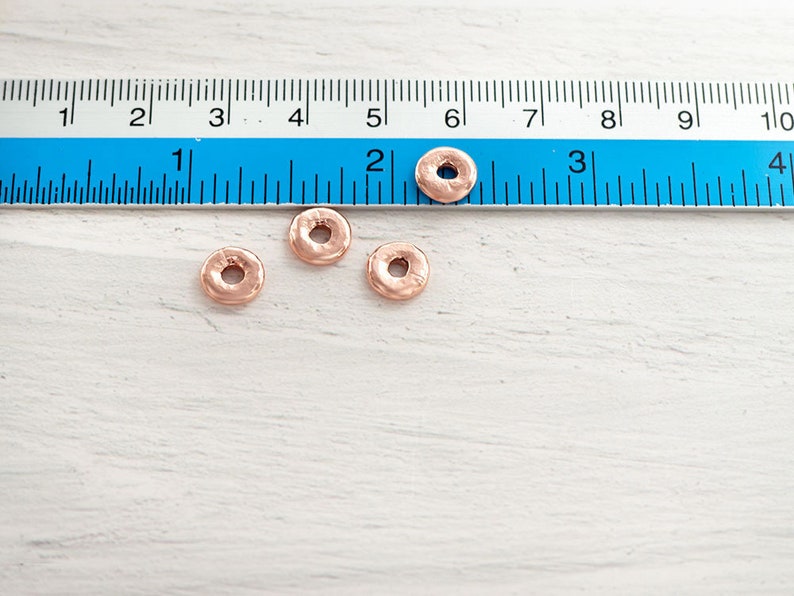 pg1060 6 of Karen hill tribe Silver Rose Gold Vermeil Style Plain Disc Beads 8x2 mm