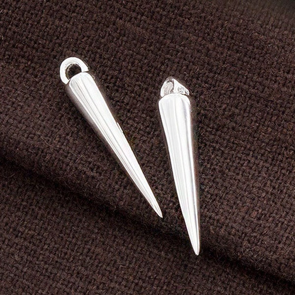 2 of 925 Sterling Silver Spike Charms 4x20mm.Polish Finished  :th2055