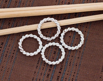 4 of 925 Sterling Silver Twisted Circle Links, Connectors 12