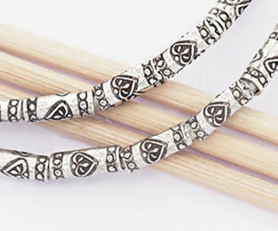 20 of Karen Hill Tribe Silver Imprint Tubular Beads 3x7.5 mm. Etsy