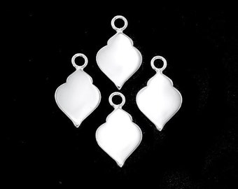 4 of 925 Sterling Silver Moroccan Style Drop Charms 9x12 mm. Polish Finished :tk0157