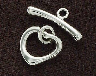 1 of 925 Sterling Silver Heart Toggle 11x10 mm. :tm0096