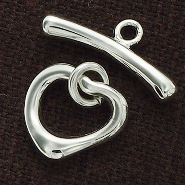 1 of 925 Sterling Silver Heart Toggle 11x10 mm. :tm0096