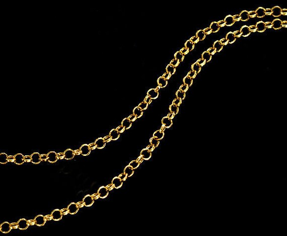 27 Inches of 925 Sterling Silver Gold Vermeil Style Rolo Chain 1.6
