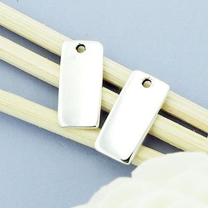 4 of 925 Sterling Silver Rectangle Blank Charms 6x12.5mm. . :tk0028
