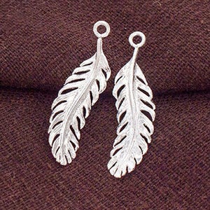 2 of 925 Sterling Silver Feather Charms  7.5x26 mm.  :th2570
