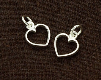 2 of 925 Sterling Silver Heart Charms 9mm. , Polish Finished :th2087