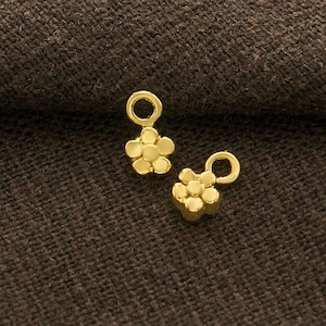 2 of 925 Sterling Silver Gold Vermeil Style Tiny Flower Charms 4.6mm.  :vm1396