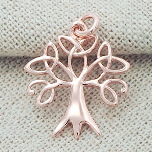 1 of 925 Sterling Silver Rose Gold Vermeil Style Tree of Life Charm 17x19 mm. :pg0003