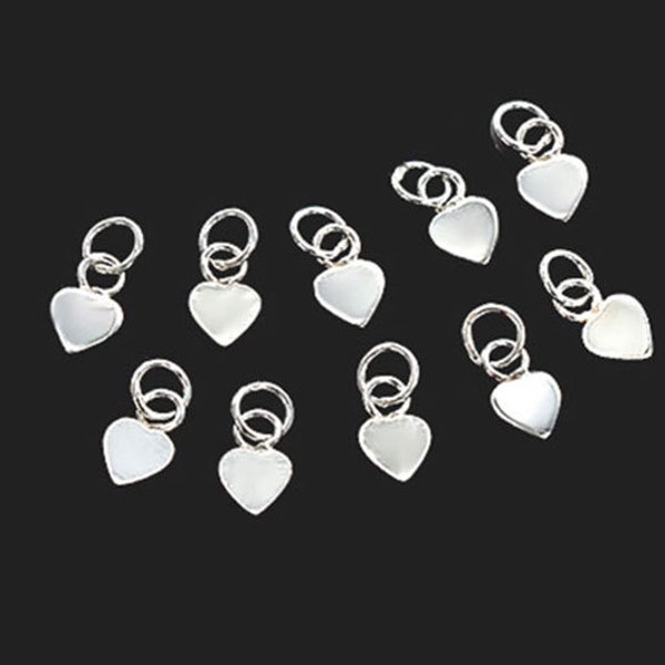 10 Stück 925 Sterling Silber Herz Charms 4mm. :th2667