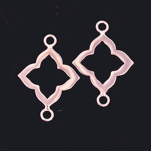 2 of 925 Sterling Silver Rose Gold Vermeil Style Flower Links, Connectors 15 mm.  :pg0421