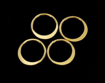 4 of 925 Sterling Silver Gold Vermeil Style Circle Links, Connectors 12 mm. Polish Finished :vm0778