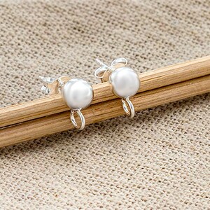2 pairs of 925 Sterling Silver Post Stud Earrings Findings, 5mm Ball with Opened Loop. :tk0192 image 3