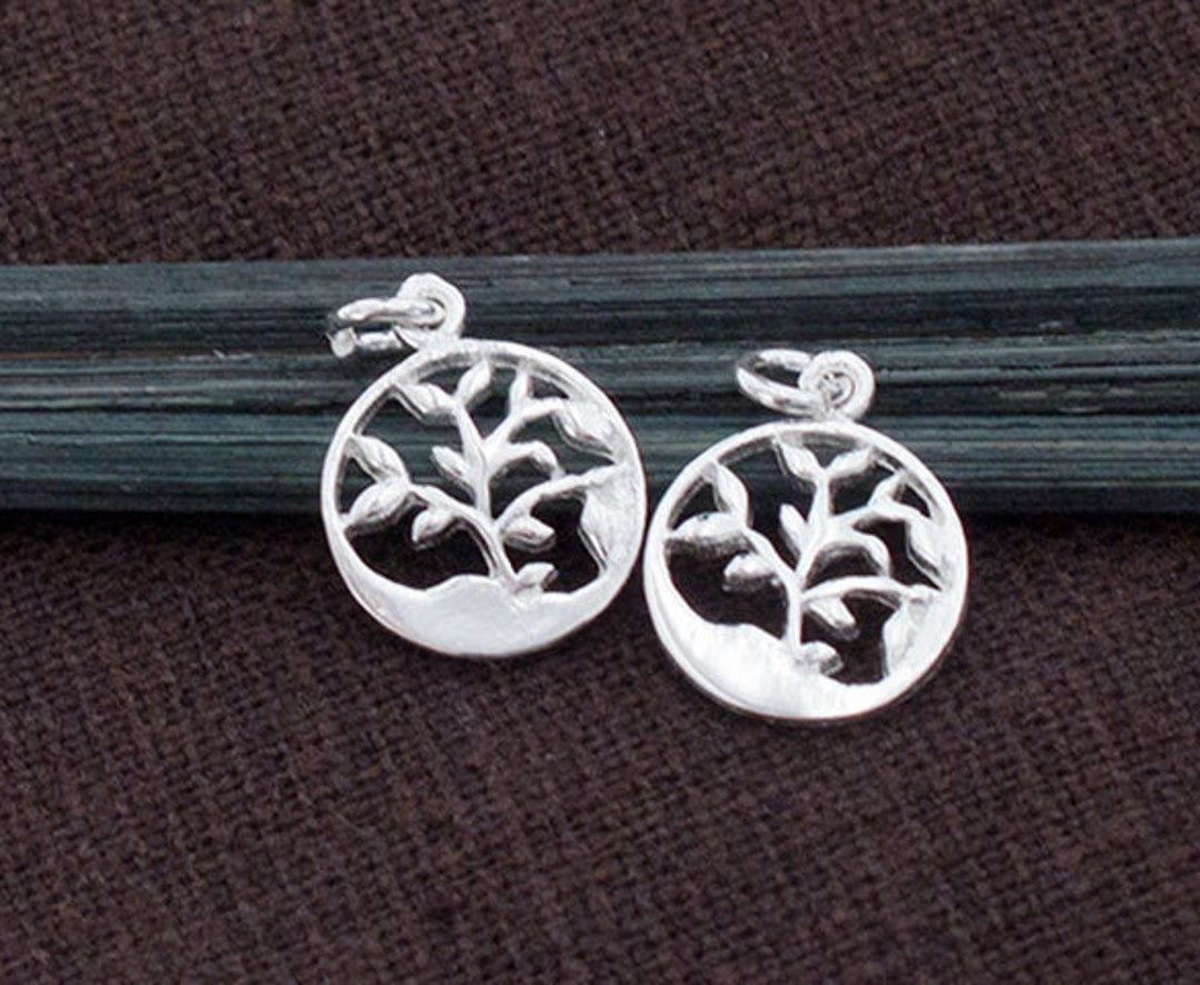 2 of 925 Sterling Silver Tree of Life Charms 10 Mm. Polish Finished ...
