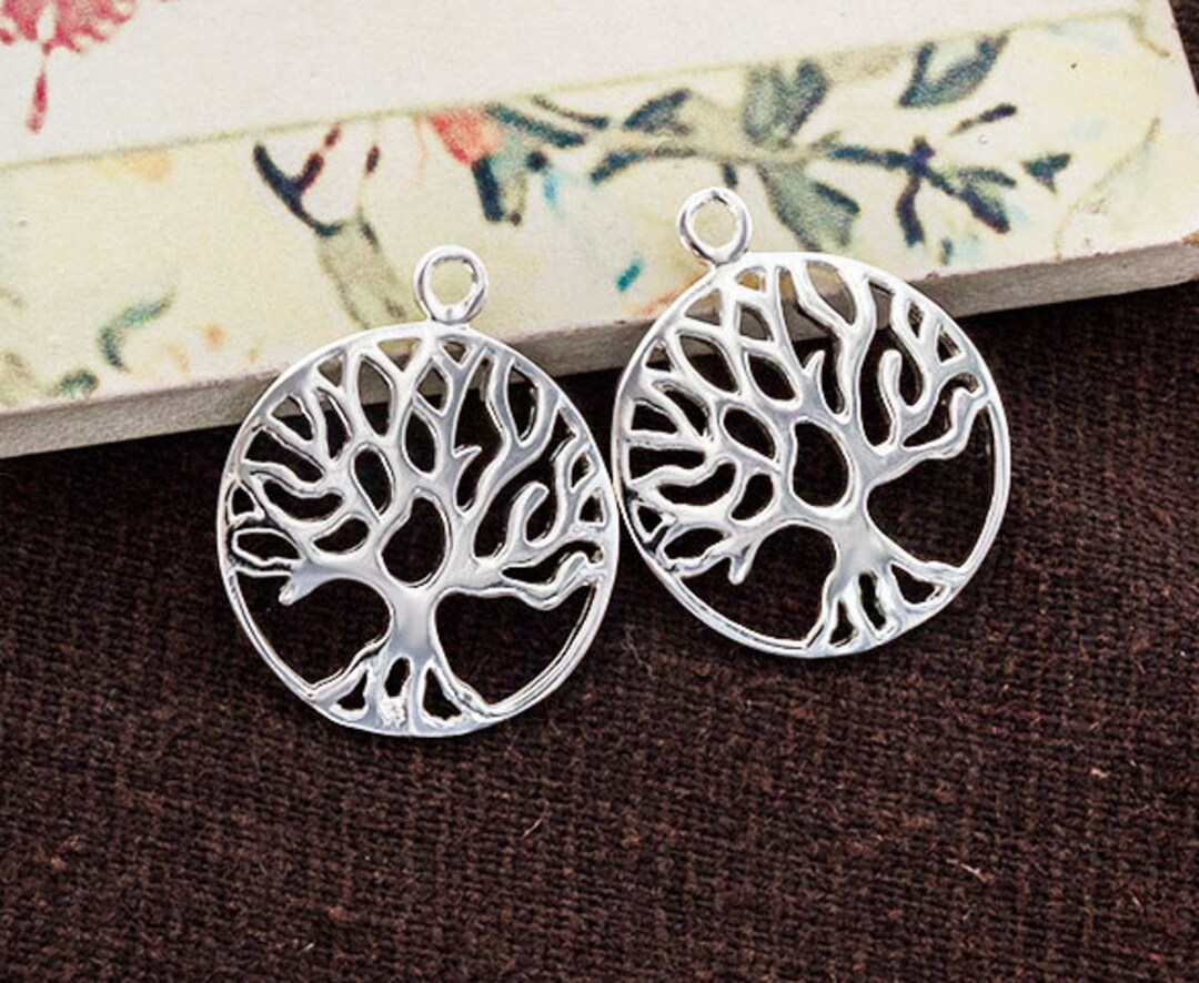2 of 925 Sterling Silver Tree of Life Pendants 18 Mm. Polish Finished ...