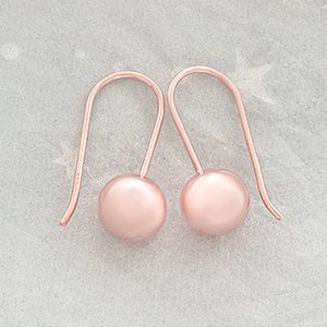 1 Pair of 925 Sterling Silver Rose Gold Vermeil Style Round Earrings 8mm.  Polish Finished   :pg0658