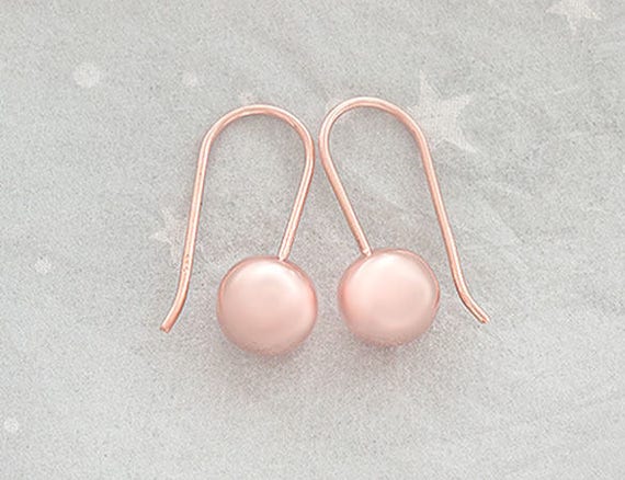1 Pair of 925 Sterling Silver Rose Gold Vermeil Style Round