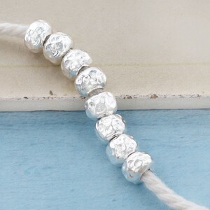 8 of Karen Hill Tribe Silver Hammered Rondelle Beads 7.4x5.3mm. :ka2878 image 3