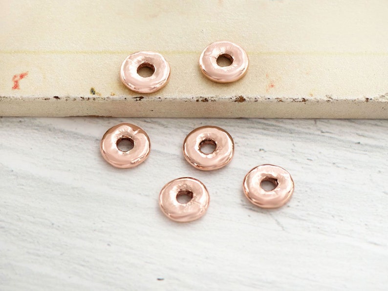 pg1060 6 of Karen hill tribe Silver Rose Gold Vermeil Style Plain Disc Beads 8x2 mm
