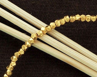 75 of Karen hill tribe Gold Vermeil Style Faceted Beads 2 mm. 6 " :vm0071