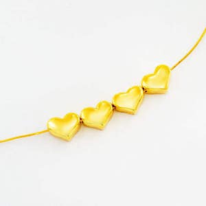 4 Sterling Silber Gold Vermeil Stil kleine Herz Perlen 5 x 4 mm.   :vm0972