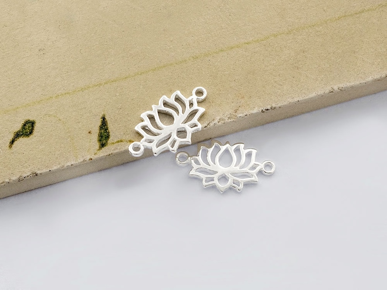 :tm0150 2 of 925 Sterling Silver Lotus Connectors,Links 8x12mm